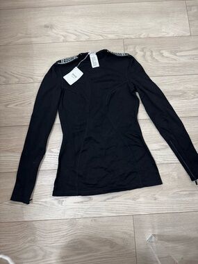 Wolford Black Fitted Top & Leggings with Trim small top Large Leggings